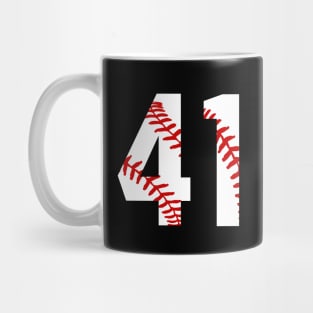 Baseball Number 41 #41 Baseball Shirt Jersey Favorite Player Biggest Fan Mug